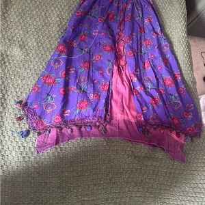 100% Cotton Floral Purple and Pink Skirt